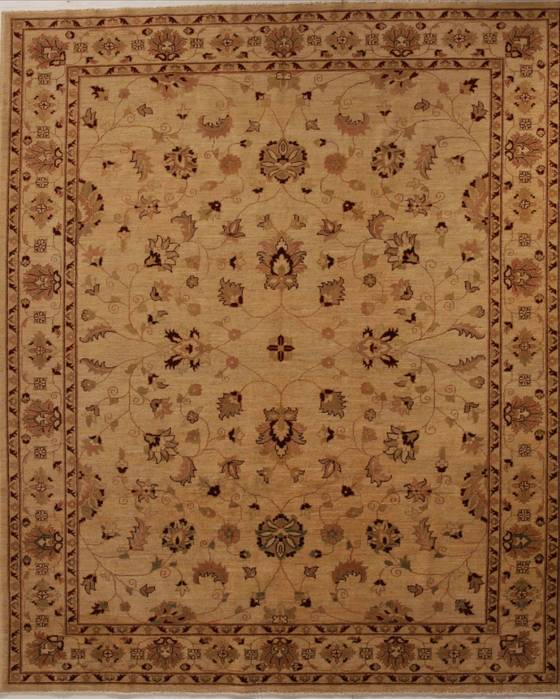 Pishavar Beige Hand Knotted 82 X 99 Area Rug 251-13738 Image 0