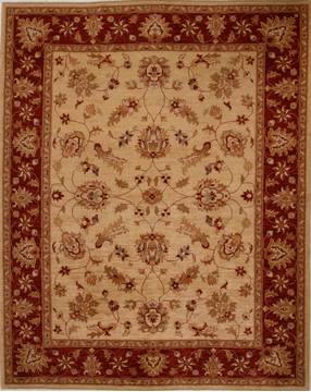 Pishavar Beige Hand Knotted 8'0" X 9'11"  Area Rug 251-13747