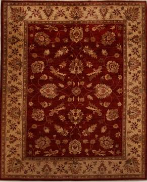 Pakistani Pishavar Red Rectangle 8x10 ft Wool Carpet 13762