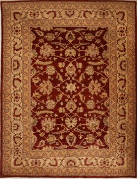 Pakistani Pishavar Red Rectangle 8x10 ft Wool Carpet 13765