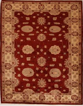 Pakistani Pishavar Red Rectangle 7x9 ft Wool Carpet 13776