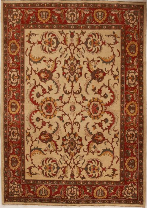 Pishavar Beige Hand Knotted 72 X 102 Area Rug 251-13792 Image 0