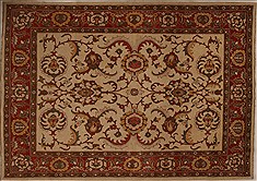 Pishavar Beige Hand Knotted 7'2" X 10'2"  Area Rug 251-13792