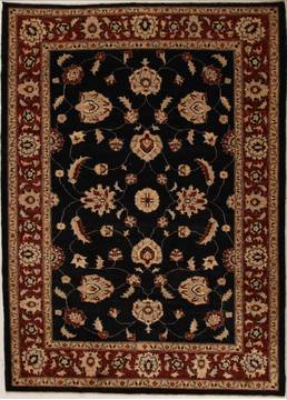 Pakistani Pishavar Black Rectangle 7x10 ft Wool Carpet 13793