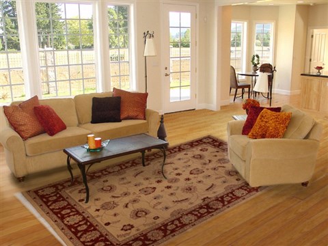 Pishavar Beige Hand Knotted 82 X 99 Area Rug 251-13796 Image 4