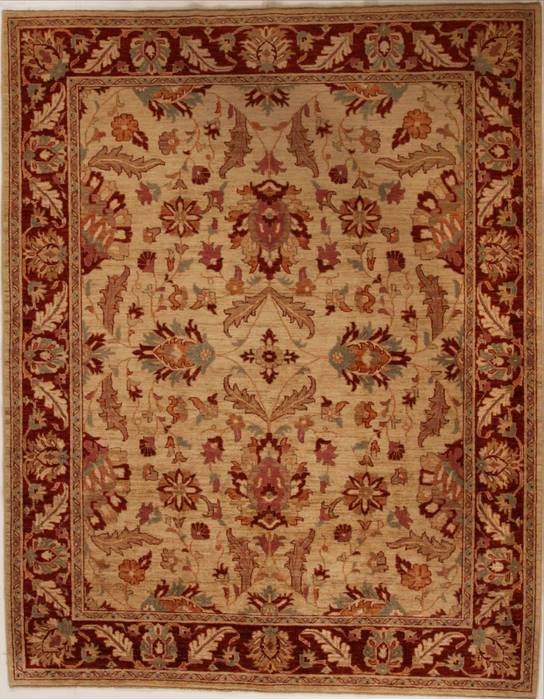 Pishavar Beige Hand Knotted 74 X 93  Area Rug 251-13797 Image 0