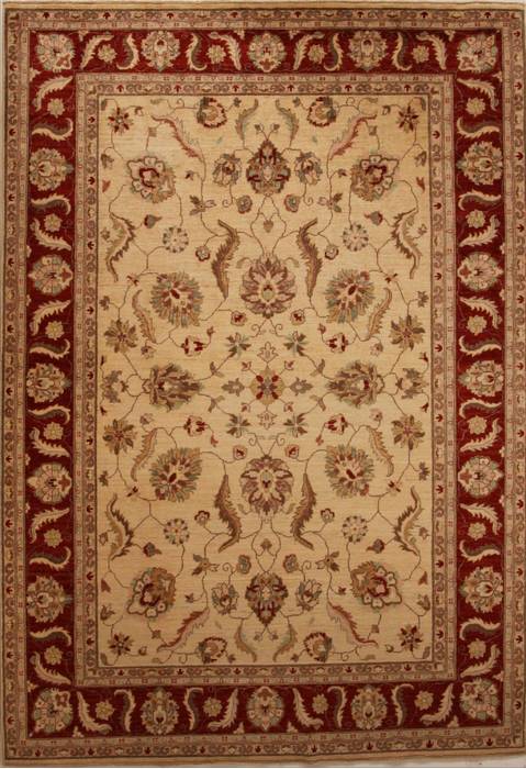 Pishavar Beige Hand Knotted 69 X 99 Area Rug 251-13798 Image 0