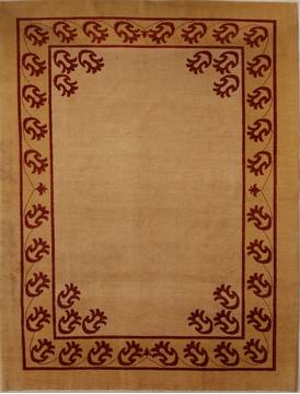Pakistani Pishavar Beige Rectangle 7x9 ft Wool Carpet 13799