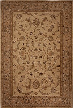 Pishavar Beige Hand Knotted 6'8" X 9'10"  Area Rug 251-13802
