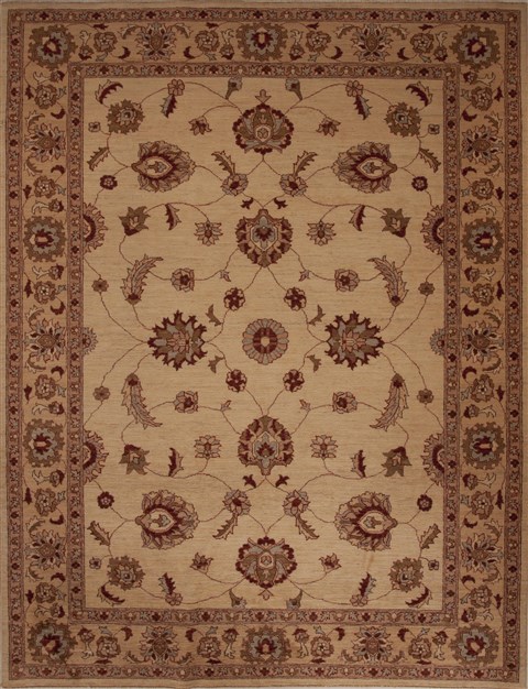 Pishavar Beige Hand Knotted 72 X 92  Area Rug 251-13803 Image 0