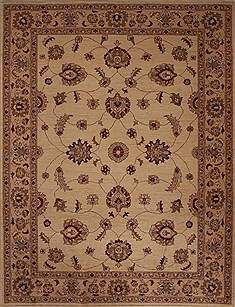 Pakistani Pishavar Beige Rectangle 7x9 ft Wool Carpet 13803