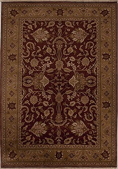 Pakistani Pishavar Red Rectangle 7x10 ft Wool Carpet 13804