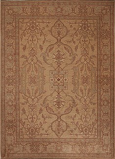Pakistani Pishavar Beige Rectangle 7x10 ft Wool Carpet 13809