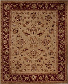 Pakistani Pak-Persian Beige Rectangle 8x10 ft Wool Carpet 13810