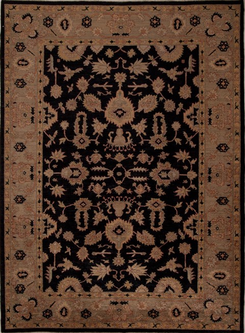 Pishavar Black Hand Knotted 73 X 99 Area Rug 251-13811 Image 0