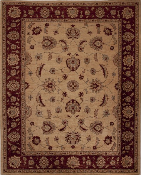 Pishavar Beige Hand Knotted 79 X 99  Area Rug 251-13813 Image 0