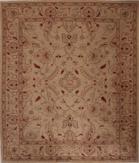 Pishavar Beige Hand Knotted 79 X 96  Area Rug 251-13814 Image 0