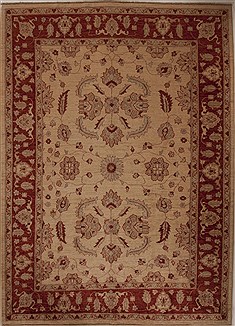 Pishavar Beige Hand Knotted 7'0" X 9'9"  Area Rug 251-13816
