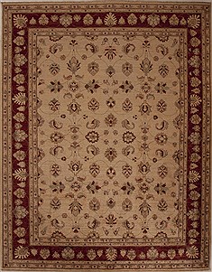 Pishavar Beige Hand Knotted 7'3" X 9'6"  Area Rug 251-13818