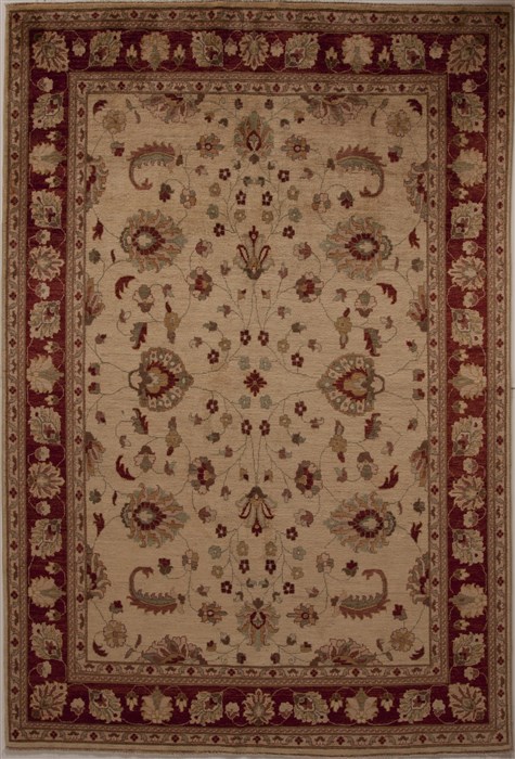 Pishavar Beige Hand Knotted 68 X 100  Area Rug 251-13820 Image 0