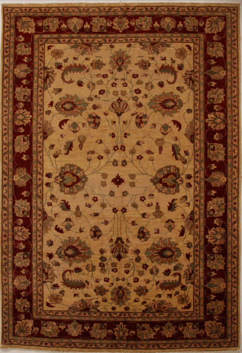 Pishavar Beige Hand Knotted 66 X 95  Area Rug 251-13825 Image 0
