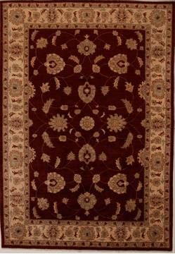 Pakistani Pishavar Red Rectangle 7x9 ft Wool Carpet 13827