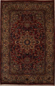 Persian Yazd Red Rectangle 7x10 ft Wool Carpet 13852