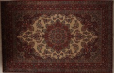 Persian sarouk Beige Rectangle 7x10 ft Wool Carpet 13853