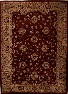 Pakistani Pishavar Red Rectangle 8x11 ft Wool Carpet 13876