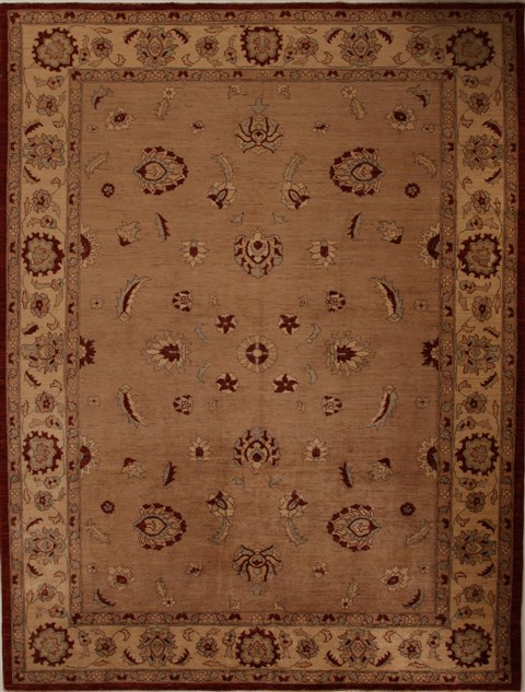 Pishavar Beige Hand Knotted 89 X 116  Area Rug 251-13879 Image 0