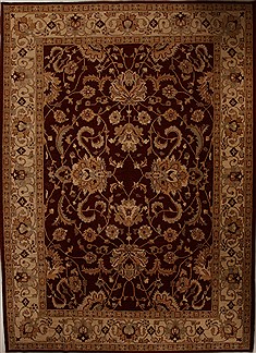 Pakistani Pishavar Red Rectangle 9x13 ft Wool Carpet 13883