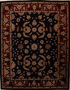 Pakistani Pishavar Blue Rectangle 9x12 ft Wool Carpet 13891