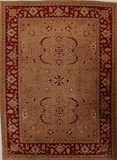 Pakistani Pishavar Beige Rectangle 8x11 ft Wool Carpet 13893