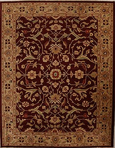 Pakistani Pishavar Red Rectangle 9x12 ft Wool Carpet 13900