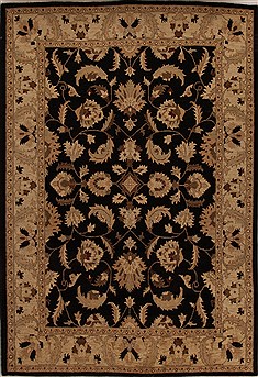 Pakistani Pishavar Black Rectangle 8x11 ft Wool Carpet 13949