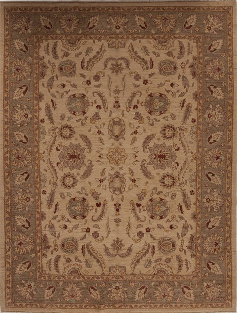 Pishavar Beige Hand Knotted 90 X 119 Area Rug 251-13960 Image 0