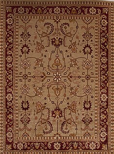 Pishavar Beige Hand Knotted 8'10" X 11'10"  Area Rug 251-13961