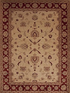 Pishavar Beige Hand Knotted 9'2" X 12'0"  Area Rug 251-13968