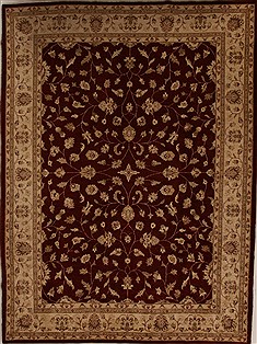 Pakistani Pishavar Red Rectangle 9x12 ft Wool Carpet 13976