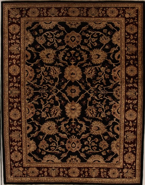Pishavar Black Hand Knotted 93 X 119 Area Rug 251-13981 Image 0