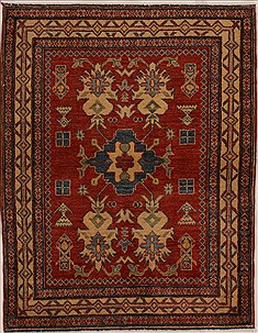 Pakistani Kazak Orange Rectangle 5x8 ft Wool Carpet 13995