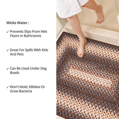 Homespice Ultra Durable Braided Rug Brown Oval 18 X 26 Area Rug 321121 816-130077 Image 5
