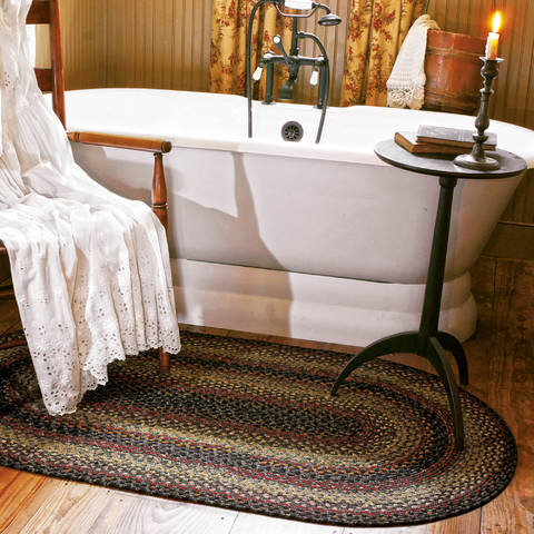 Homespice Cotton Braided Rug Black Oval 80 X 100 Area Rug 406095 816-130085 Image 1