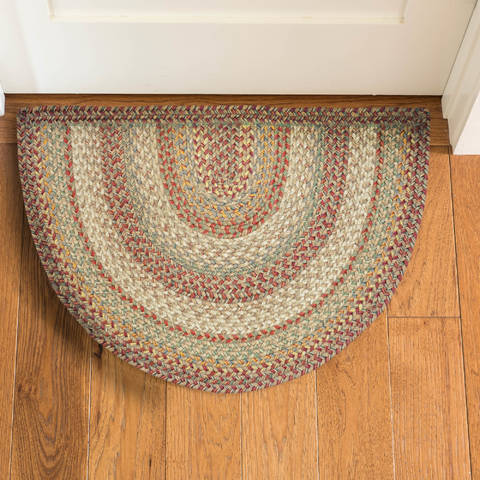 Homespice Jute Braided Rug Beige Half Round 16 X 25 Area Rug 532077 816-130113 Image 1