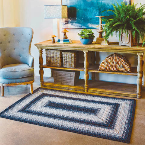 Homespice Ultra Durable Braided Rug Blue Oval 18 X 26 Area Rug 321220 816-130139 Image 1