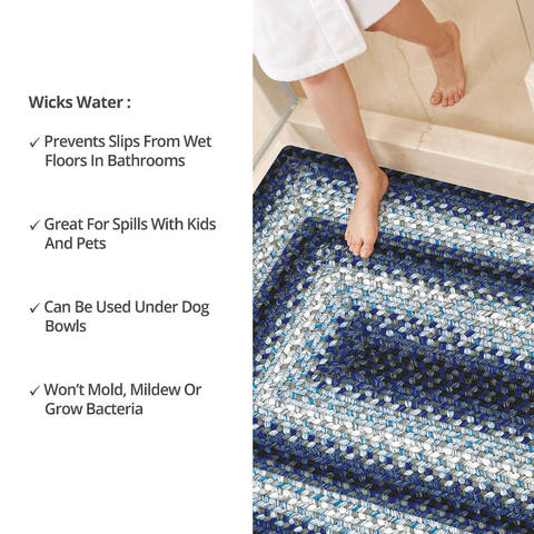 Homespice Ultra Durable Braided Rug Blue Oval 18 X 26 Area Rug 321220 816-130139 Image 5