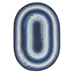 Homespice Ultra Durable Braided Rug Blue Oval 2x3 ft Polypropylene Carpet 130139