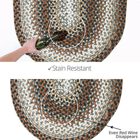 Homespice Ultra Durable Braided Rug Grey Oval 23 X 39 Area Rug 300188 816-130198 Image 3