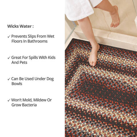 Homespice Ultra Durable Braided Rug Black 23 X 39 Area Rug 310248 816-130227 Image 5