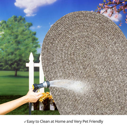 Homespice Ultra Durable Braided Rug Grey Oval 18 X 26 Area Rug 321565 816-130423 Image 4
